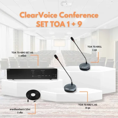 TOA TS-780 ชุดไมค์ประชุมแบบมีสาย 10 ท่าน ป้องกันเสียงหอน บันทึกลง SD Card