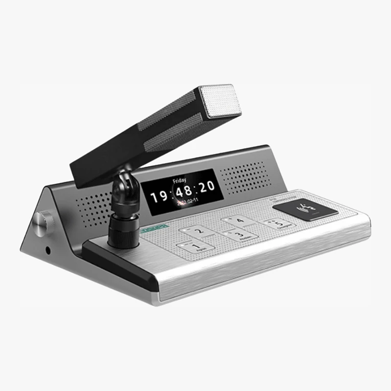 DSPPA D7128Z ไมค์ประชุมตั้งโต๊ะระบบ IP พร้อมป้ายชื่อ LCD 4 นิ้ว