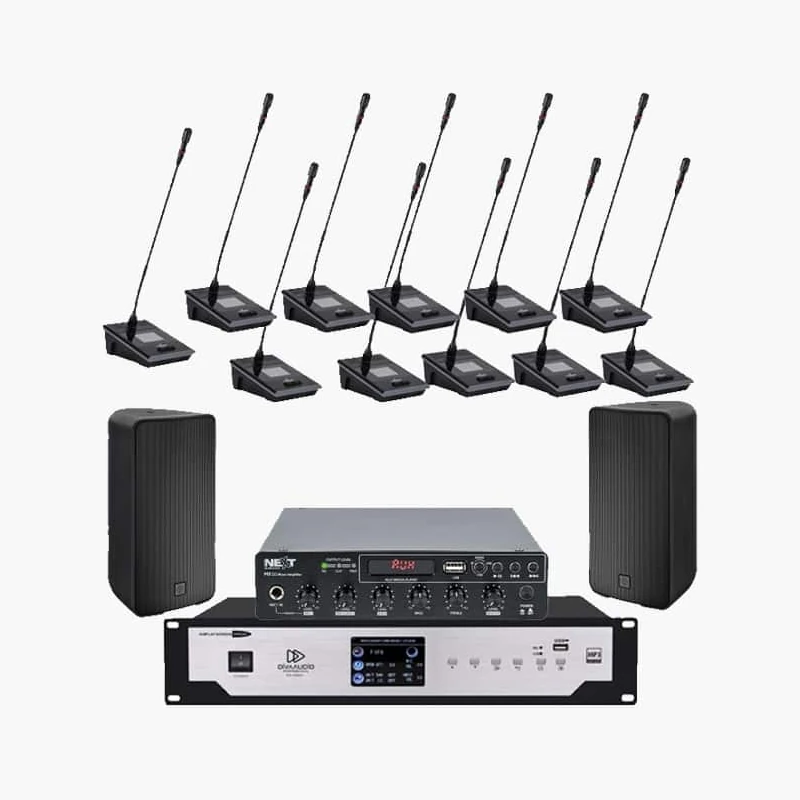DIVAAUDIO DA-1000CU SET 1 ชุดไมค์ประชุมดิจิทัลแบบสาย 11 ท่าน พร้อมแอมป์มิกเซอร์ Bluetooth