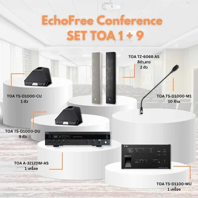 TOA TS-D1100-MU ชุดไมค์ประชุมดิจิทัล 10 ท่าน พร้อมแอมป์ 120W และลำโพงคอลัมน์