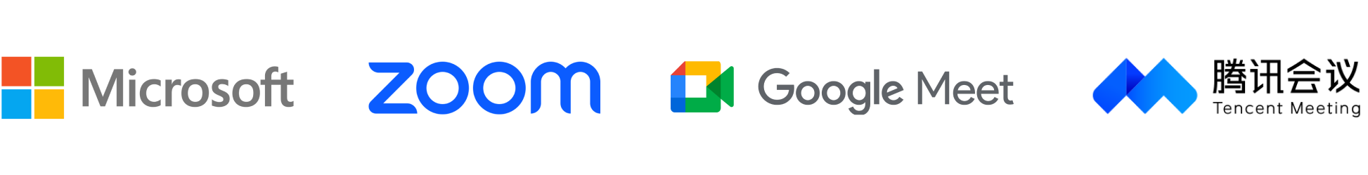 Microsoft, Zoom, Google Meet และ Tencent Meeting — โลโก้แพลตฟอร์มจาก Logitech