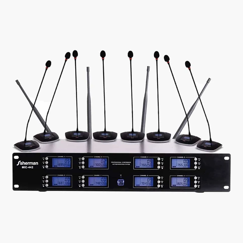 Sherman MIC-442 ชุดไมค์ประชุมไร้สาย 8 ตัว 80 แชนแนล UHF ระยะรับส่ง 50-80 เมตร