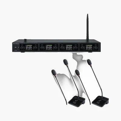Soundvision DWC-800 ชุดไมโครโฟนประชุมดิจิทัลไร้สาย 8 ตัว UHF พร้อมเครื่องรับ
